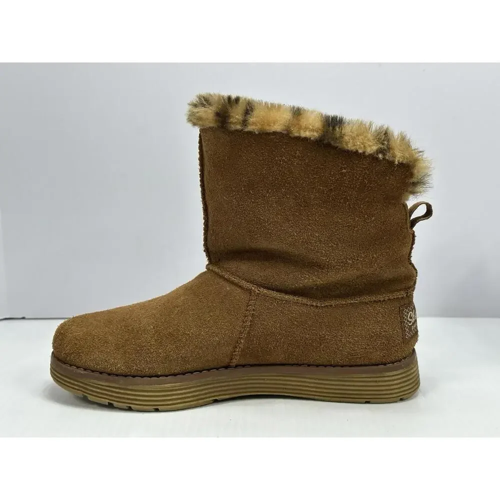 Skechers Boots‎ Womens 7.5 Adorbs Polar Ankle Winter Snow 48627 Brown Suede